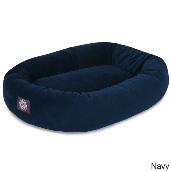 Majestic Pet Suede Bagel Dog Bed, Navy, 24-in