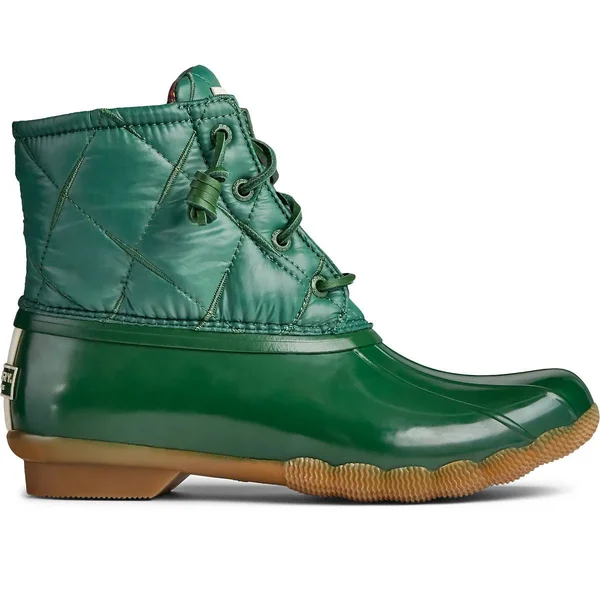 Women's Sperry Saltwater Nylon Quilted Duck Boot Green - Size 10M