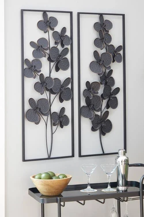 ( Set of 2 ) Black Metal Contemporary Wall Decor 14x22W, 36x22H - 84800