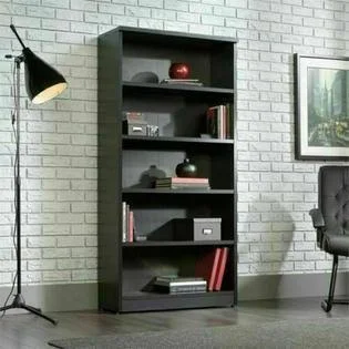 Sauder Tall Bookcase 5 Shelf Display Storage Adjustable Shelves Living Room Furniture