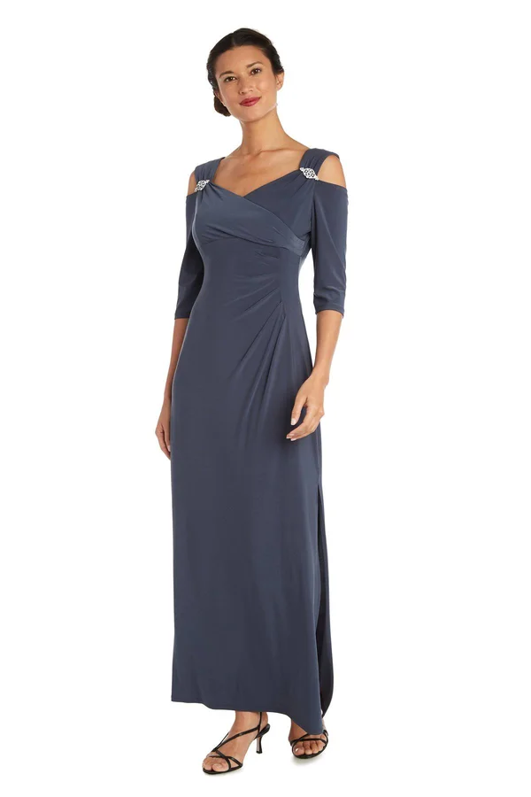 Ru0026M Richards Women's Empire Waist Cold Shoulder Dress with Sleeves 6 - Coal