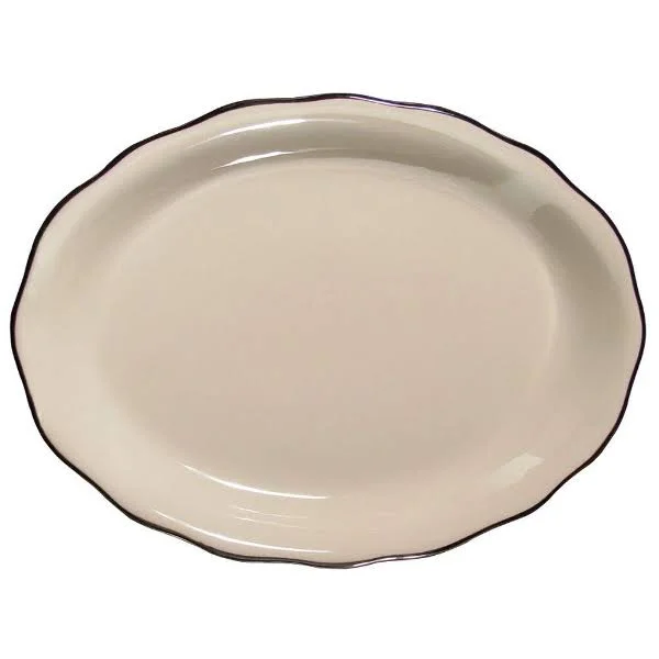 CAC SC-13B American White 11 5/8x22 Ceramic Oval Seville Platter