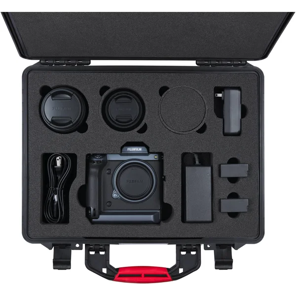 HPRC 2500 Resin Hard Case with Foam for Fujifilm Gfx100 - Black with Red Handle GFX100-2500-01