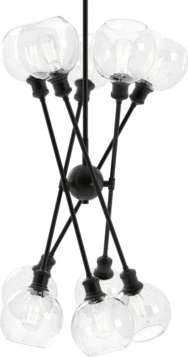 Golden Lighting 1945-10 BLK-GLOBE-SD Axel 10 Light Chandelier (with Shades) in Matte Black