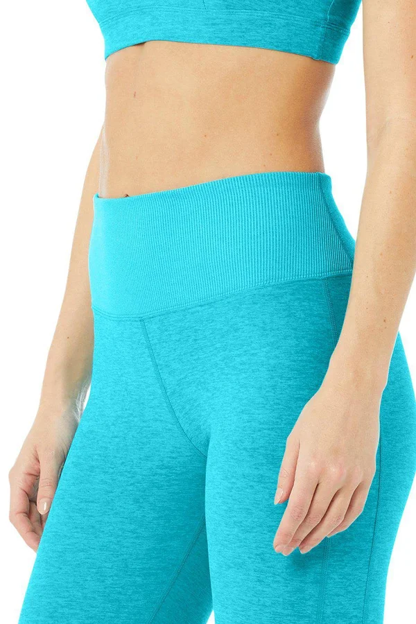 Alo Yoga - High-Waist Alosoft Lounge Legging in Bright Aqua Heather, Size: Xs