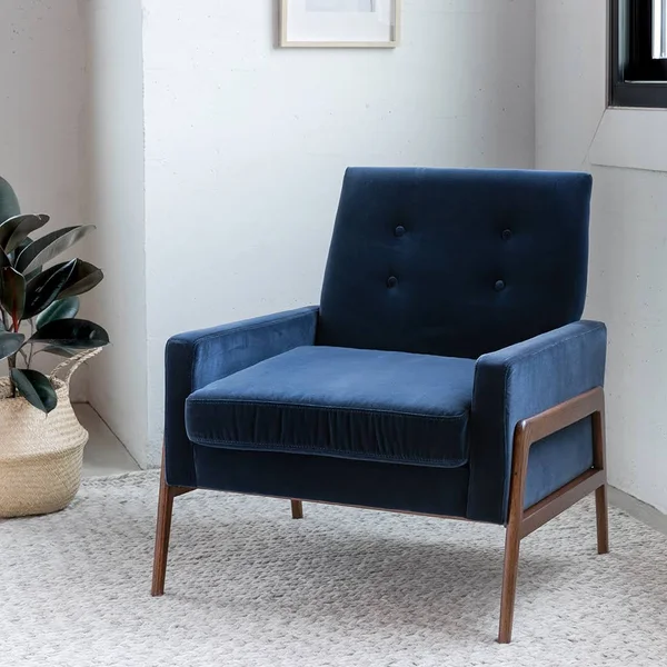 Blue Accent Armchair in Fabric, Article Nord Cascadia Modern Furniture