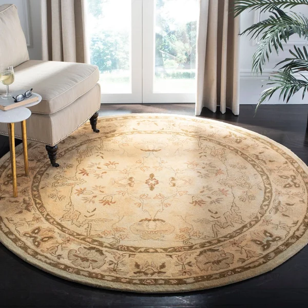 Safavieh Bergama Brg135 Area Rug Khaki, Ivory 6' x 6' Round
