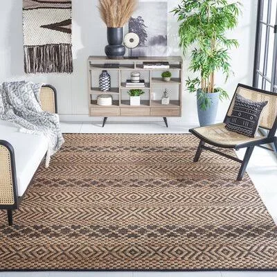 Rosalina Geometric Hand-Woven Flatweave Jute Natural Area Rug Union Rustic Rug Size: Rectangle 8' x 10'