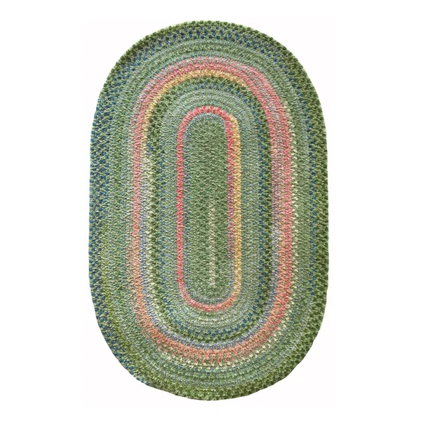 Bailey Concentric Rectangle Braided Area Rug - Grassy Hill, Size: 2& 3\ x 4&