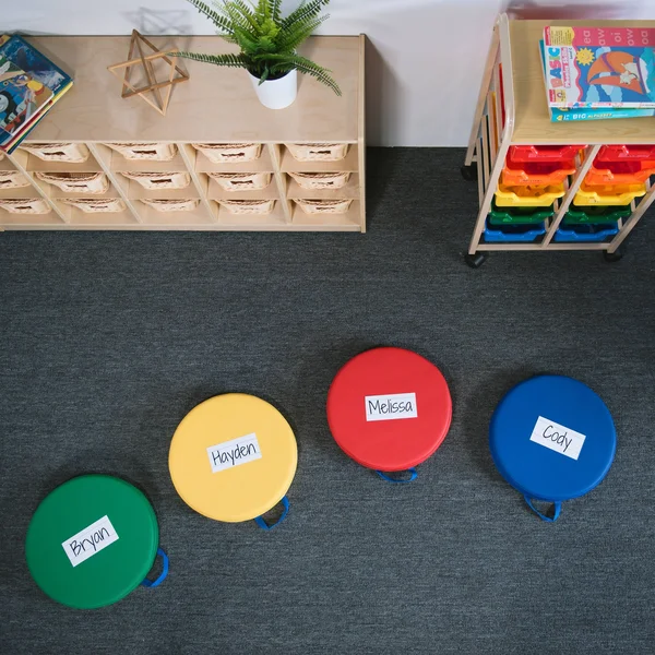 SoftScape Kids& Round Floor Cushions - 4-Piece - Navy/Powder Blue