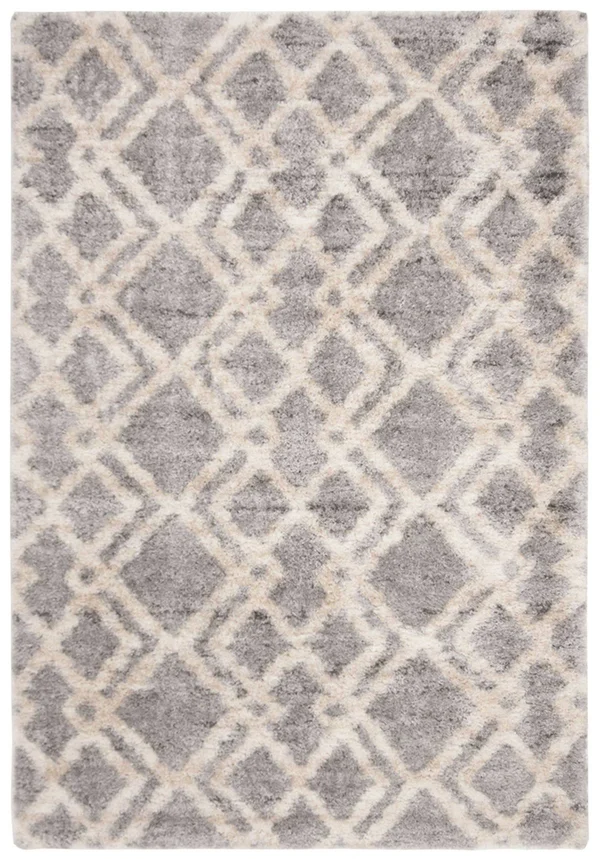 Safavieh Berber Shag Rug Collection BER213G - Grey, Cream - 8& x 8& Round