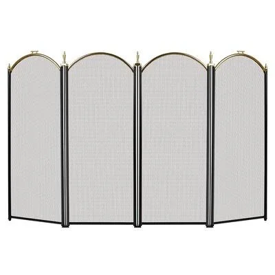 Large Decorative Baby Safe 4 Panel Iron Fireplace Screen House of Hampton