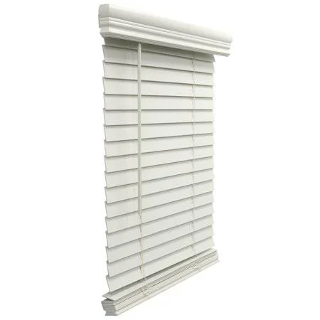 Cordless 2 inch Faux Wood Blinds, Venetian Horizontal Blinds Window Partial Inside Mount White, 38.5 inch W x 64 inch H, Size: 3