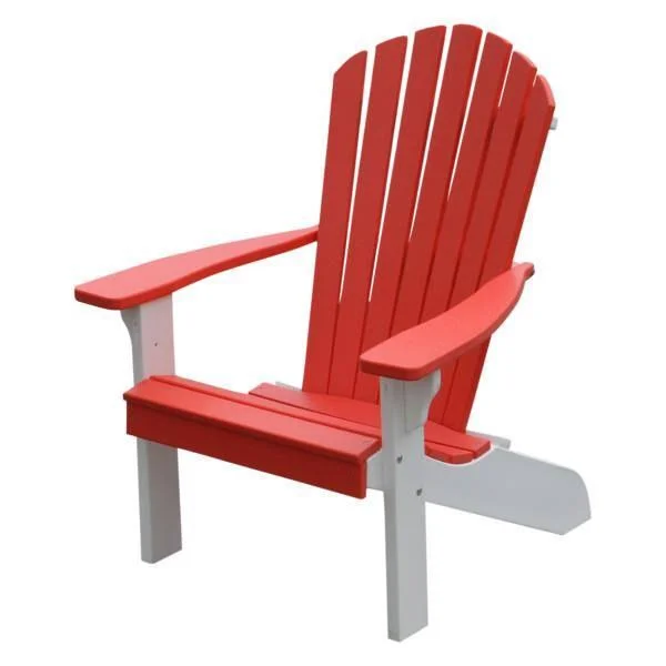 Poly Fanback Adirondack Chair with White Frame - Size: 5.5, Red