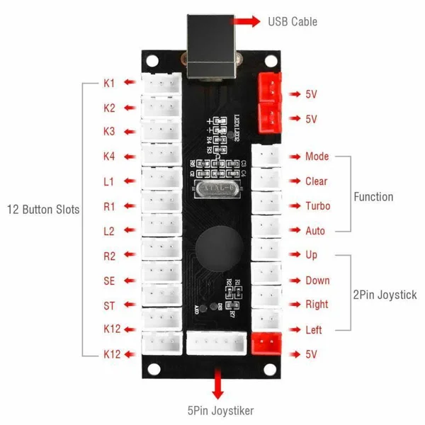Qenker 2-Player LED Arcade DIY Kit for USB Mame PC Game DIY Raspberry Pi Retro