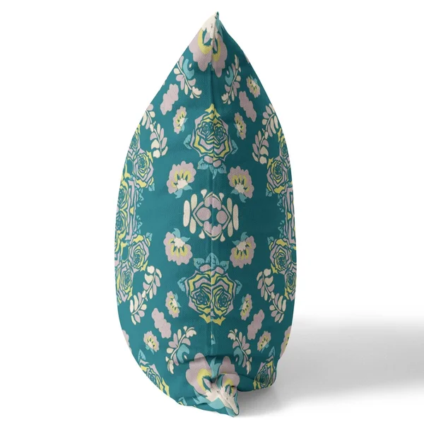 Rose Wreath Broadcloth Indoor Outdoor Pillow - Zippered, Greenyellow