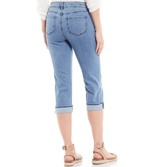 Nydj Marilyn Cuffed Crop Cool Embrace Denim Jeans, Womens, 4, Deleon