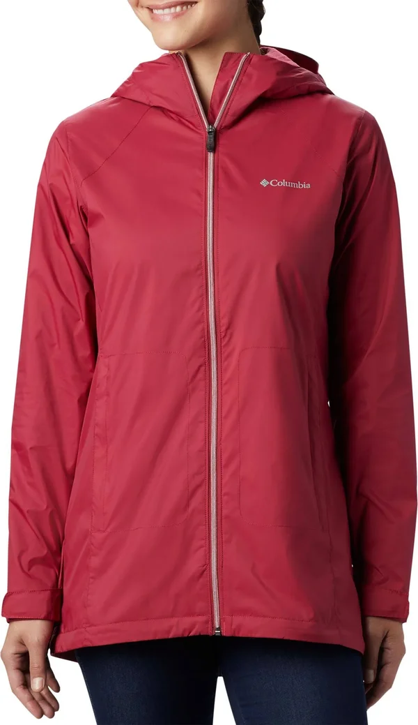 Columbia Women's Switchback Lined Long Rain Jacket, XL, Red