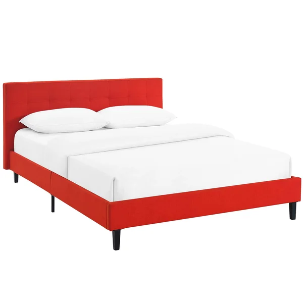 Modway Linnea Fabric Upholstered Platform Bed - Atomic Red, Full