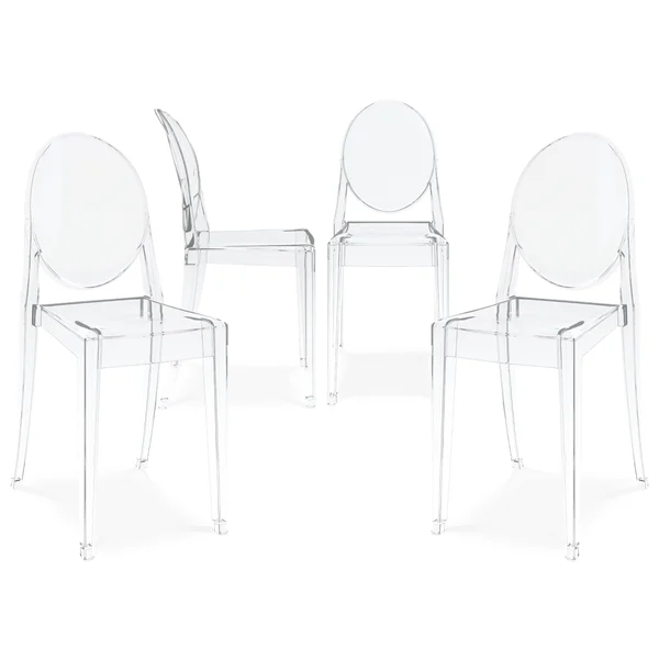 Set of 4 - Victoria Ghost Side Chair, Clear