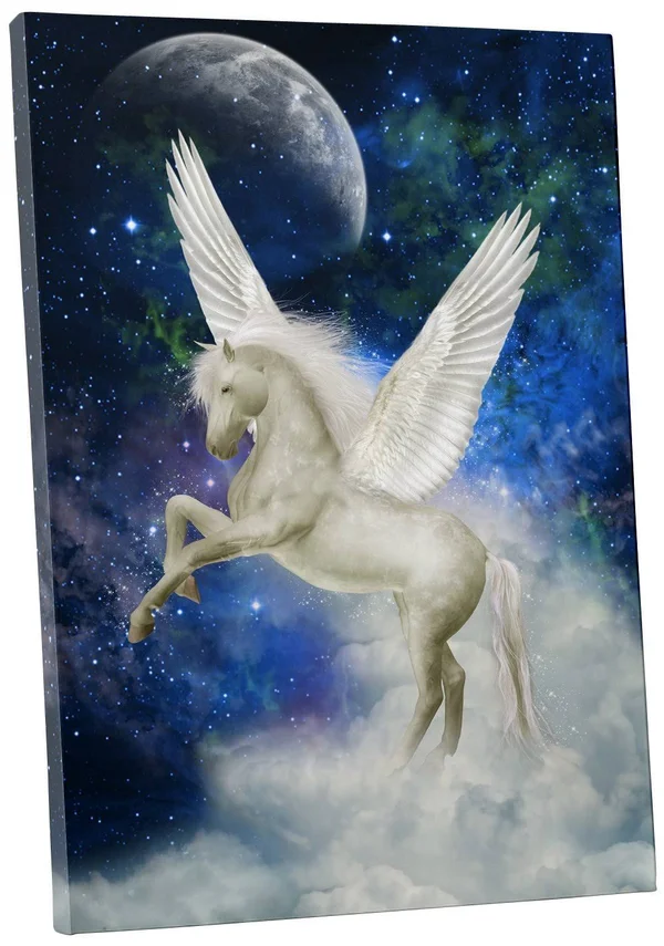 Pingo World 0722q9qt1oa Magic Unicorn III Children Kids Gallery Wrapped Canvas Wall Art, 20 inch x 16 inch, Variable, White