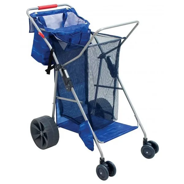 Rio Brands Deluxe Wonder Wheeler Portable Folding Outdoor Utility Cart, Blue
