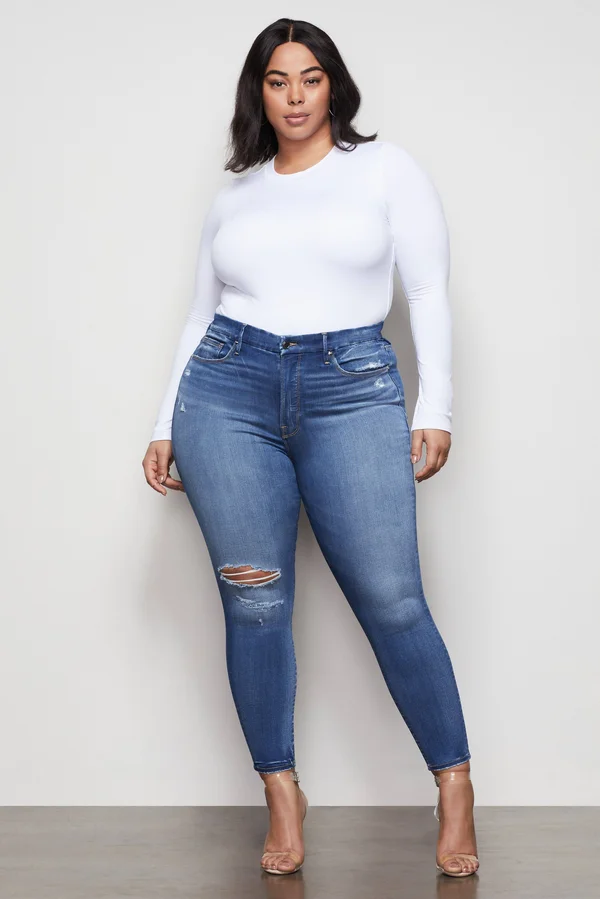 Good American Good Legs Crop Jeans, Blue377, Women's, 24