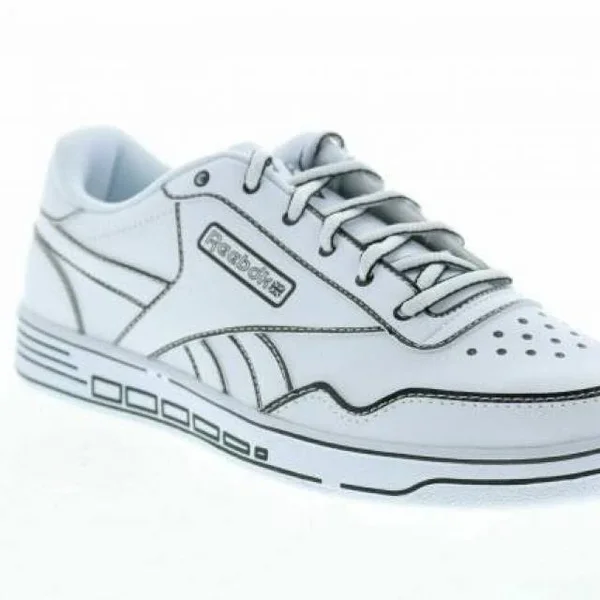 Reebok Club Memt Leather-Trim Sneaker, White/Black, 9.5