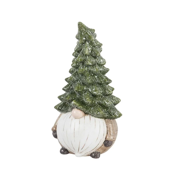 Ceramic Evergreen Gnome Garden Statuary 11.5x22H Long Beard