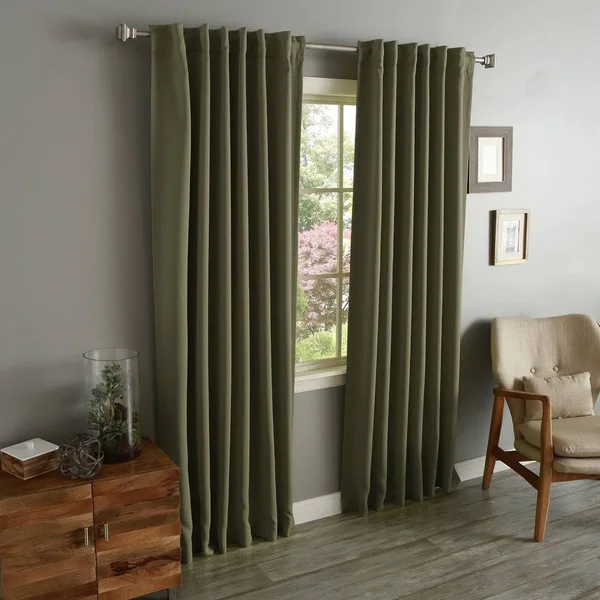 Aurora Home Solid Insulated Thermal Blackout Long Length Curtain Panel Pair - 52