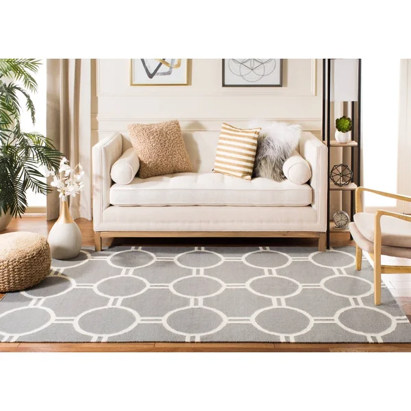 Safavieh 9& x 12& Dhurries DHU636B Grey - Ivory Rug