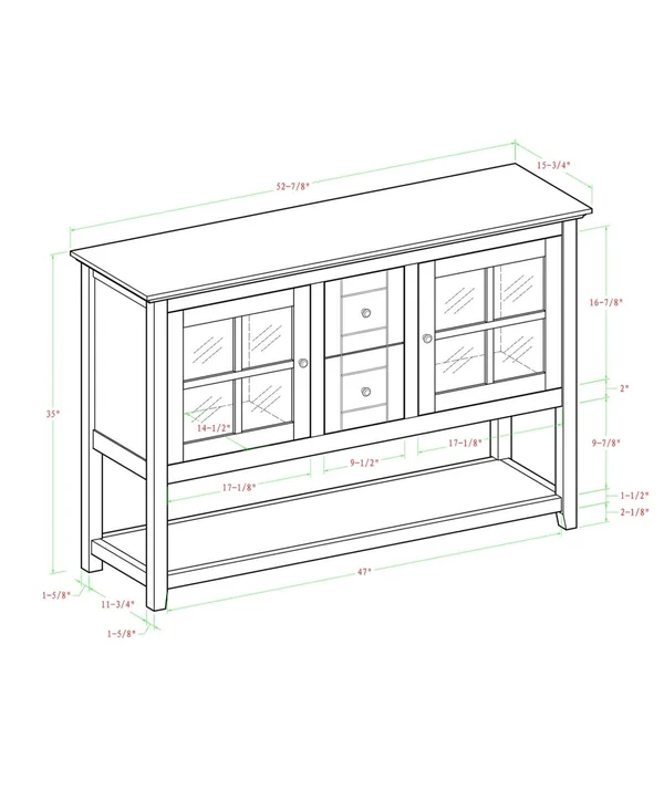 Walker Edison 52x22 Wood Console Table Buffet TV Stand - Walnut - White