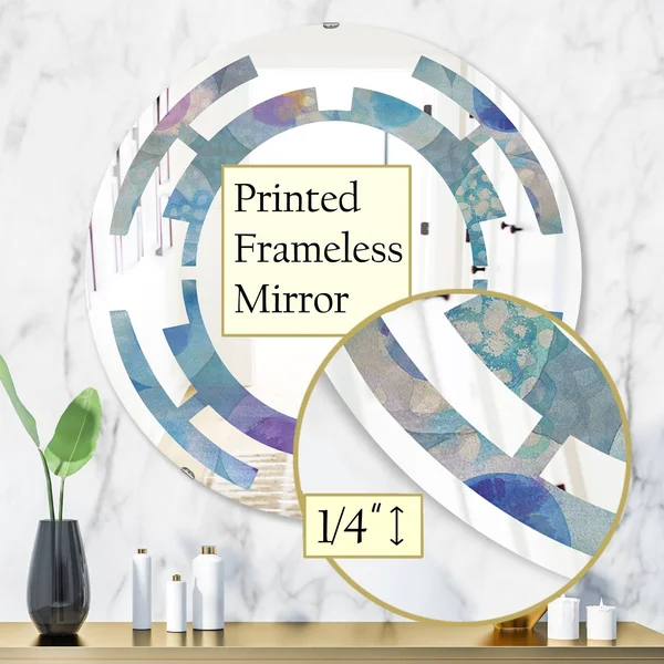 Designart 24-in L x 24-in W Round Blue Polished Wall Mirror, MIR30226-C1-C24