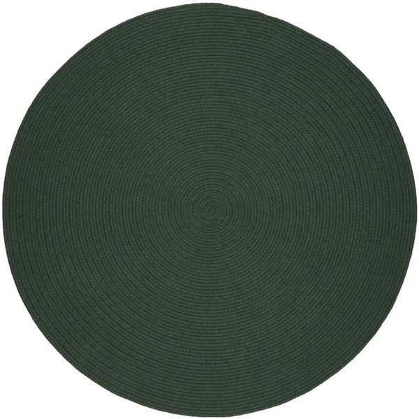 Pura Braided Green Wool Rug, Hunter Green, 8' Round