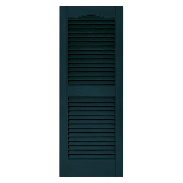 Builders Edge 14.5W in. Louvered Vinyl Shutters Midnight Blue