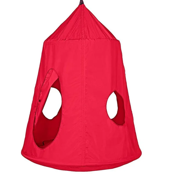 HearthSong HugglePod Hangout Hanging Tent and Family Hangout Steel Stand Set, Red