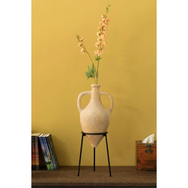 Uniquewise Antique Roman Style Pointed Amphora Vase on Metal Tripod Stand