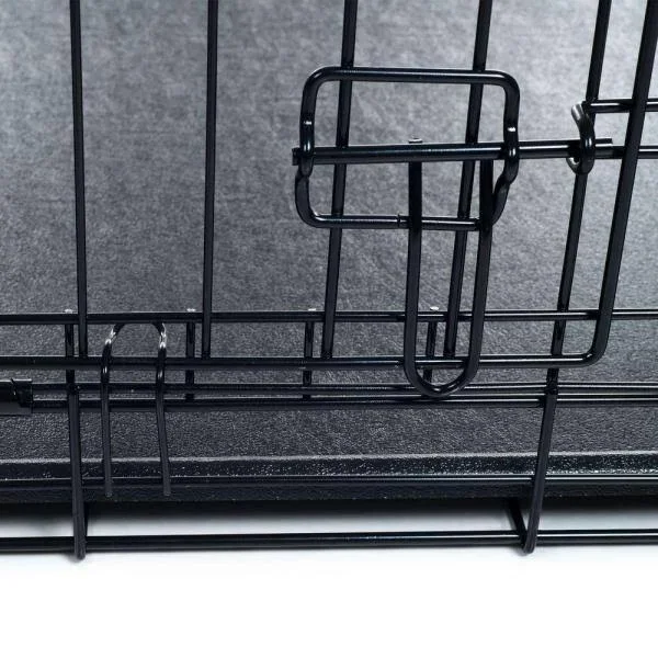 Petmaker 2 Door Foldable Dog Crate Cage - Black