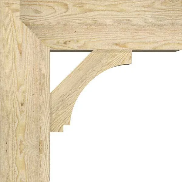 Ekena Millwork 1462870 8x22W x 22x22D x 22x22H Imperial Block Rough Sawn Bracket w/ Offset Brace - Douglas Fir