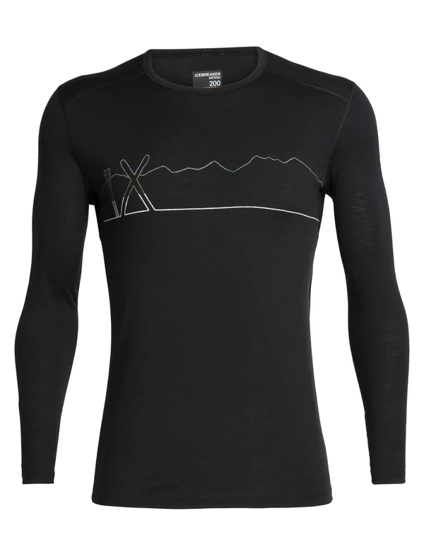 Icebreaker Men's 200 Oasis LS Crewe Single Line Ski Black M