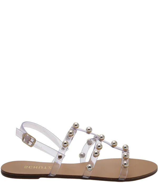 Schutz Yarin Flat Sandal 9 - Clear - Vinyl