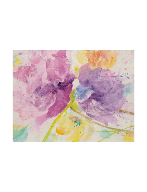Trademark Fine Art 'Spring Abstracts Florals I' Acrylic Painting Print on Wrapped Canvas, Purple