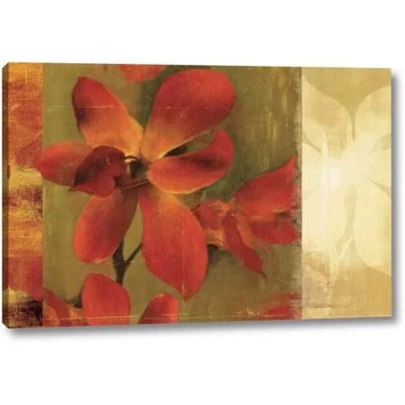 Winston Porter &Crimson Garden& by Asia Jensen Giclee Art Print on Wrapped Canvas, Size: 16 inch H x 24 inch W x 1.5 inch D, Ora
