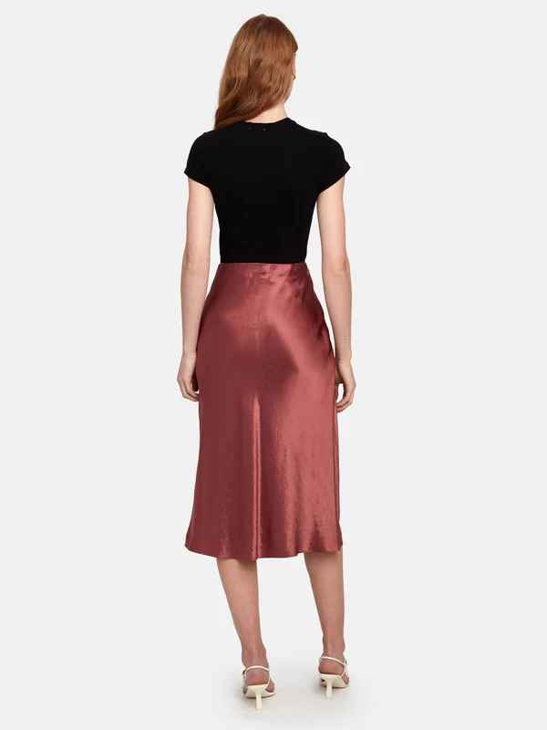Vince Satin Midi Slip Skirt - Red, Women's, Xs