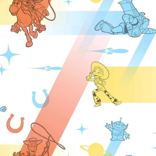 York DI0924 Blue/Orange Disney and Pixar Toy Story 4 Retro Wallpaper