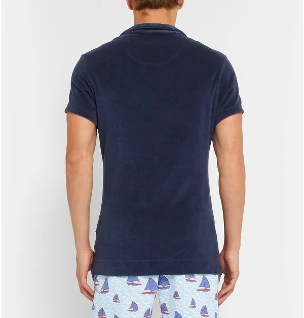 Orlebar Brown Terry Towelling Navy Towelling Resort Polo Shirt - Navy