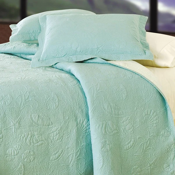 Cu0026F Home Blue Shell Matelasse Twin Quilt, 66" x 86"