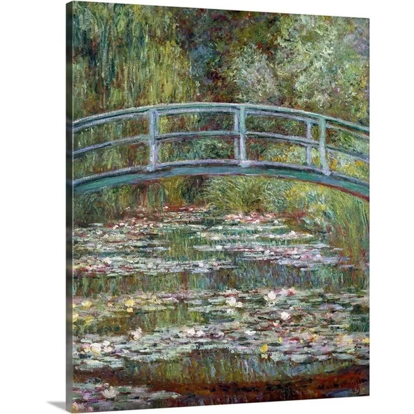 GreatBigCanvas Bridge Over A Pond of Water Lili 30-in H x 24-in W Abstract Print on Canvas - 2467237-24-24X30