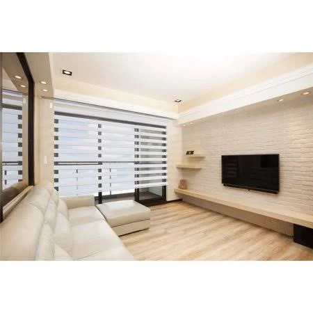 Zebra Design Roller Window Shades - Motorized-Remote, Privacy Horizontal Blinds, White