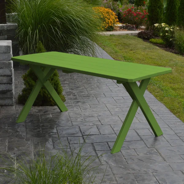 A & L Furniture Yellow Pine Cross Legged Picnic Table Lime
